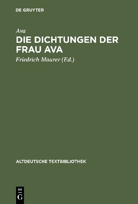 Die Dichtungen Der Frau Ava (Hardcover, Reprint 2013)