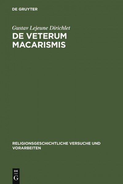 de Veterum Macarismis (Hardcover, Reprint 2012)