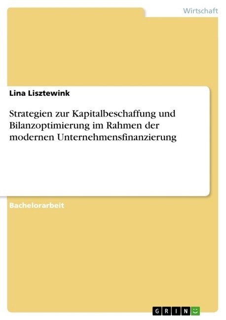 Strategien Zur Kapitalbeschaffung Und Bilanzoptimierung Im Rahmen Der Modernen Unternehmensfinanzierung (Paperback)