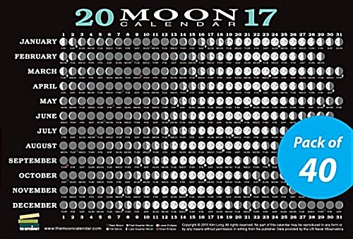 2017 Moon Calendar Card (40-Pack): Lunar Phases, Eclipses, and More! (Other)