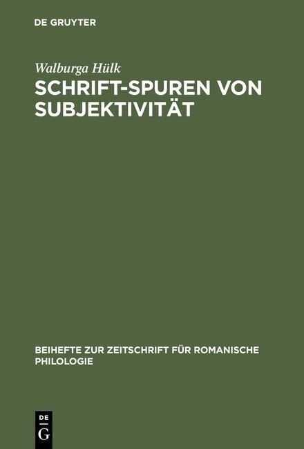 Schrift-Spuren von Subjektivit? (Hardcover, Reprint 2012)