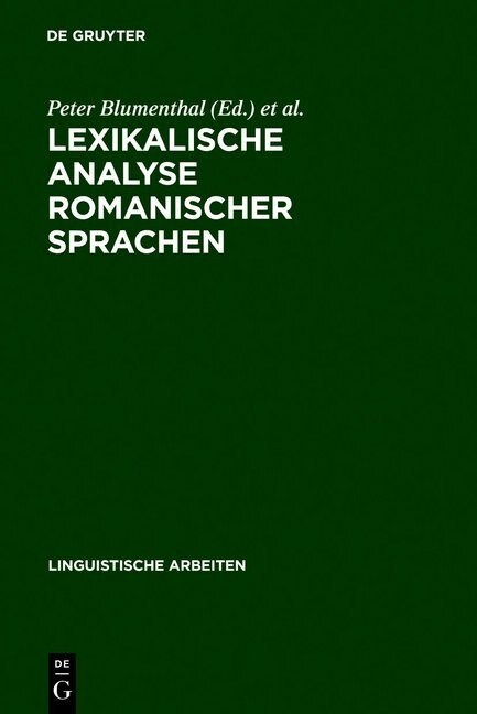 Lexikalische Analyse Romanischer Sprachen (Hardcover, Reprint 2011)