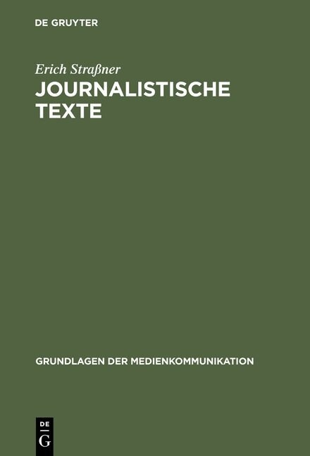 Journalistische Texte (Hardcover)