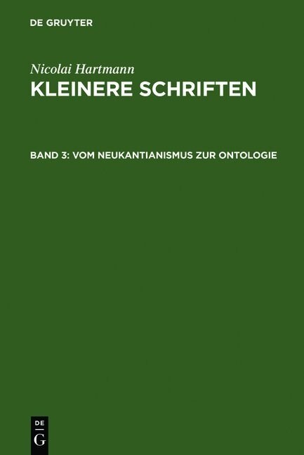 Vom Neukantianismus Zur Ontologie (Hardcover, Reprint 2010)