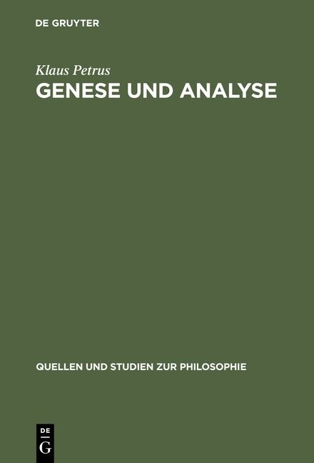 Genese Und Analyse (Hardcover, Reprint 2012)