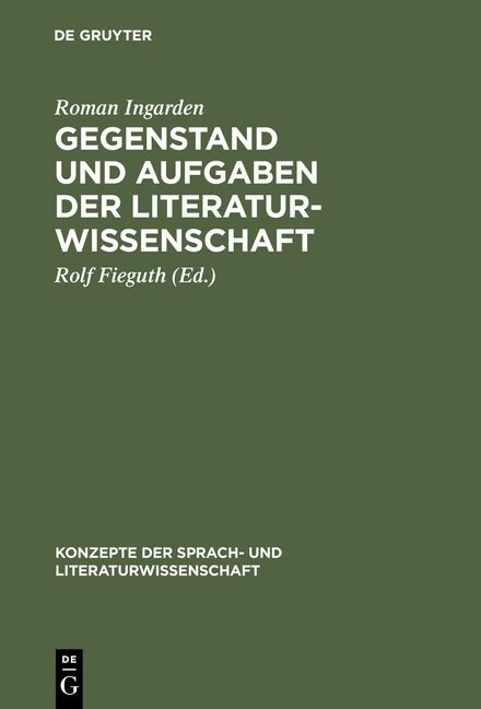 Gegenstand und Aufgaben der Literaturwissenschaft (Hardcover)