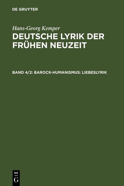 Barock-Humanismus: Liebeslyrik (Hardcover, Reprint. Reprin)