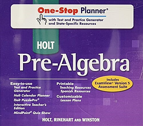 Holt Pre-Algebra: One-Stop Planner with Test and Practice Generator and State-Specific Resources (Audio CD, 1)