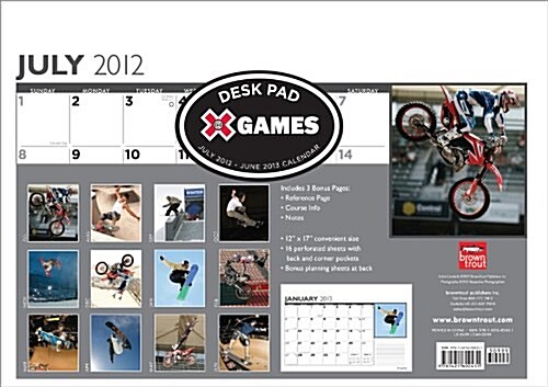 X Games All Sports - Motocross/Skateboarding/Snowboarding 2013 Academic Desk Pa (Calendar, Des)