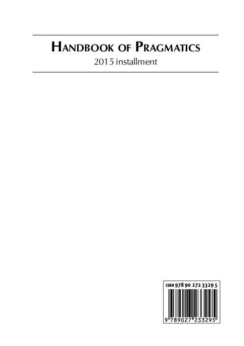 Handbook of Pragmatics: 2015 Installment (Loose Leaf)
