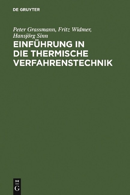 Einf?rung in Die Thermische Verfahrenstechnik (Hardcover, 3, 3. Vollst. Uber)