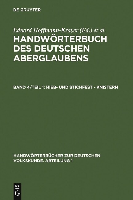Hieb- Und Stichfest - Knistern (Hardcover, 1931/1932. Repr)