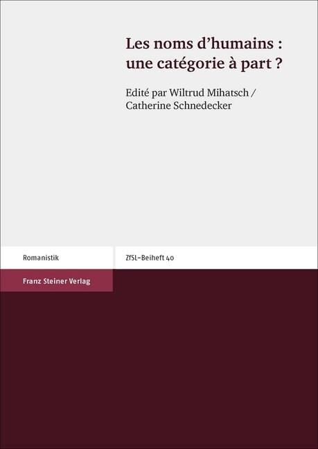 Les Noms dHumains: Une Categorie a Part? (Paperback)