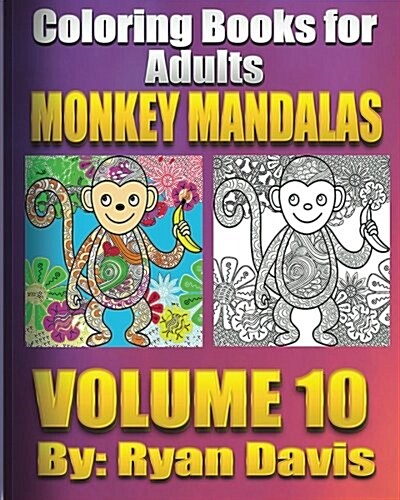Adult Coloring Book Monkey Mandalas (Paperback)