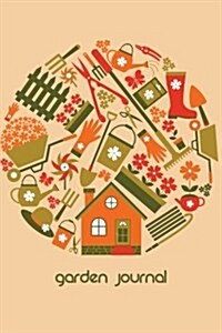 Garden Journal: Retro Garden Elements Gardening Journal, Lined Journal, Diary Notebook 6 X 9, 180 Pages (Paperback)