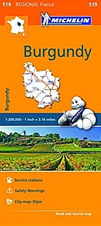 Michelin Regional Maps: France: Burgundy Map 519 (Folded)