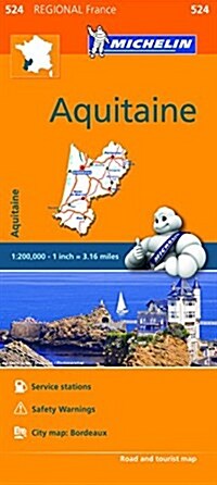 Michelin Regional Maps: France: Aquitaine Map 524 (Folded)