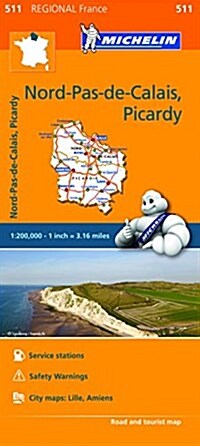 Michelin Regional Maps: France: Nord-Pas-de-Calais, Picardy Map 511 (Folded)