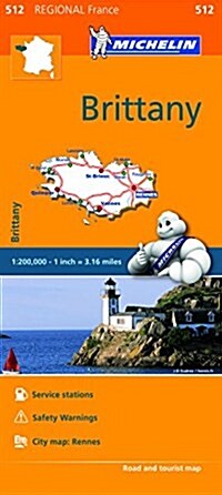 Michelin Regional Maps: France: Brittany Map 512 (Folded)