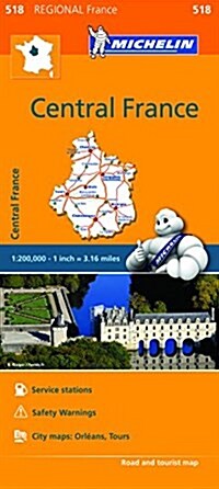 Michelin Regional Maps: France: Central France Map 518 (Folded)