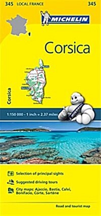 Michelin France: Corsica Map 345 (Folded)