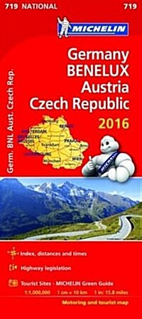 Germany, Benelux, Austria, Czech Republic 2016 National Map 719 (Sheet Map, folded)