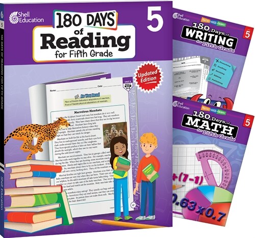 180 Days of Reading, Writing and Math Grade 5: 3-Book Set (Paperback)