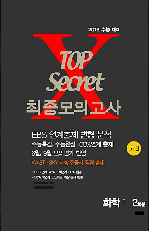 TOP Secret 최종모의고사 고3 화학 1 2회분 (8절) (2016년)