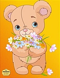 Writedrawdesign Notebook, Blank/Wide Ruled, 8.5 X 11, Teddy Bear with Flowers (Paperback)