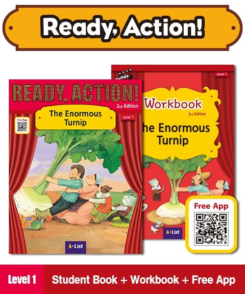 Ready Action Level 1 : The Enormous Turnip (Student Book + App QR + Workbook , 2nd Edition)