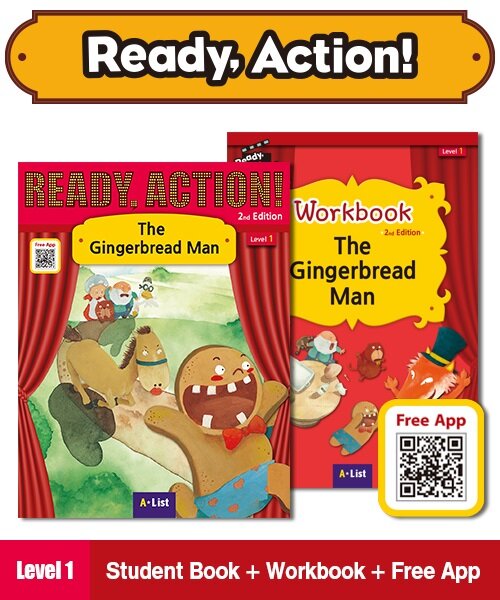 Ready Action Level 1 : The Gingerbread Man (Student Book + App QR + Workbook, 2nd Edition)