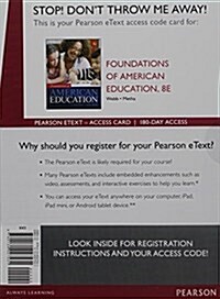 Foundations of American Education, Enhanced Pearson Etext -- Access Card (Hardcover, 8)