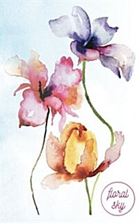 Floral Sky: 120-Page Compact Journal with Watercolor Flower Painting on Cover (5 X 8 Inches / Blue) (Paperback)