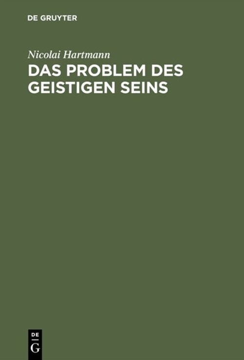 Das Problem des geistigen Seins (Hardcover, Reprint 2015)