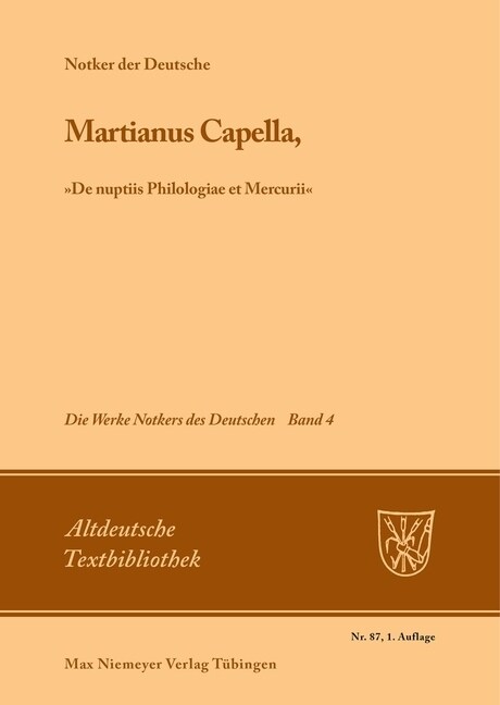 Martianus Capella, De Nuptiis Philologiae Et Mercurii (Paperback)