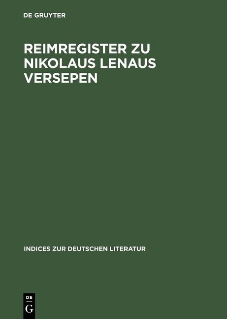 Reimregister Zu Nikolaus Lenaus Versepen (Hardcover, Reprint)