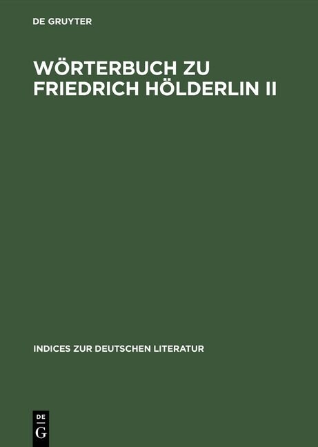 Worterbuch Zu Friedrich Holderlin (Hardcover, Reprint)