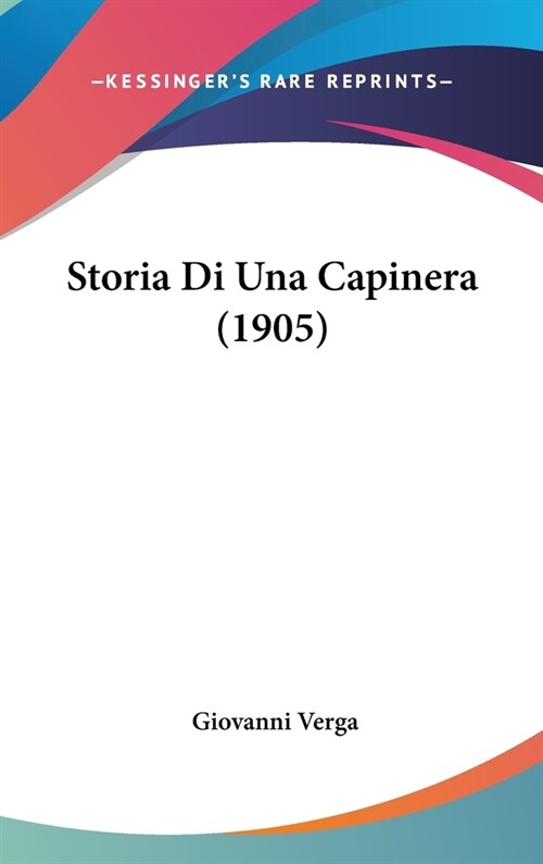 Storia Di Una Capinera (1905) (Hardcover)