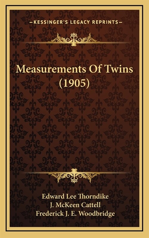 Measurements of Twins (1905) (Hardcover)