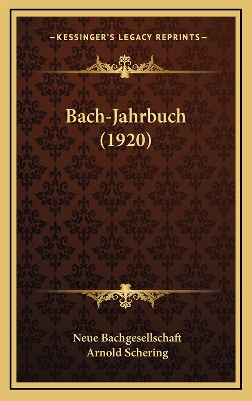 Bach-Jahrbuch (1920) (Hardcover)