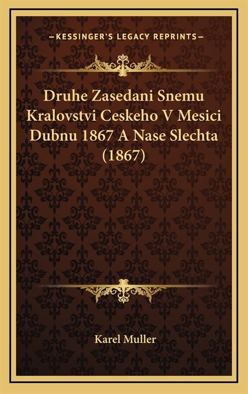 Druhe Zasedani Snemu Kralovstvi Ceskeho V Mesici Dubnu 1867 a Nase Slechta (1867) (Hardcover)