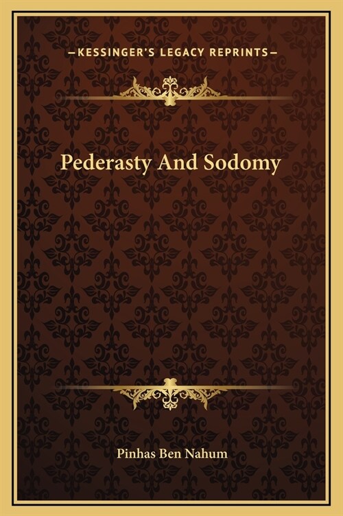 Pederasty and Sodomy (Hardcover)