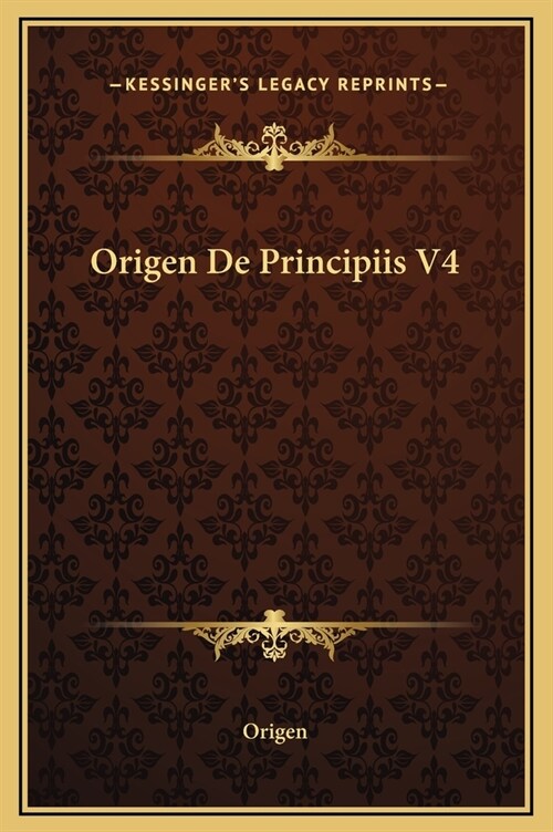 Origen de Principiis V4 (Hardcover)