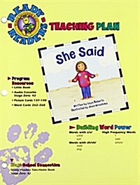 Ready Readers, Stage Zero, Book 42, She Said, Teaching Plan (Paperback)