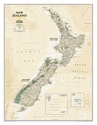 National Geographic New Zealand Wall Map - Executive (23.5 X 30.25 In) (Not Folded, 2015)