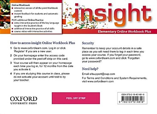 insight: Elementary: Online Workbook Plus - Card with Access Code (Multiple-component retail product)