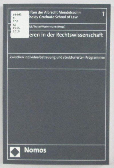 Promovieren in Der Rechtswissenschaft: Zwischen Individualbetreuung Und Strukturierten Programmen (Paperback)