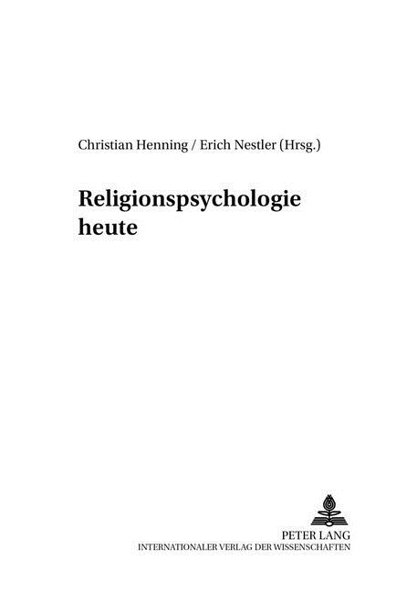 Religionspsychologie Heute (Paperback)