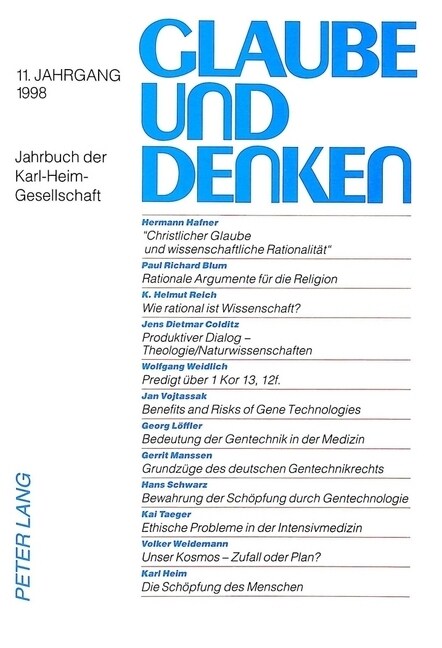 Glaube Und Denken: Jahrbuch Der Karl-Heim-Gesellschaft- 11. Jahrgang 1998 (Hardcover)