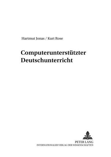 Computerunterstuetzter Deutschunterricht (Hardcover)